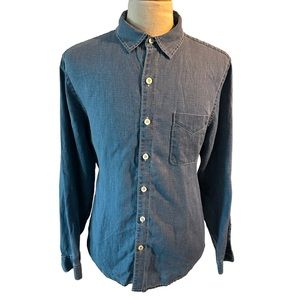 Tommy Bahama Mens Long Sleeve Button Up Linen Shirt Light Blue Pocket Size L